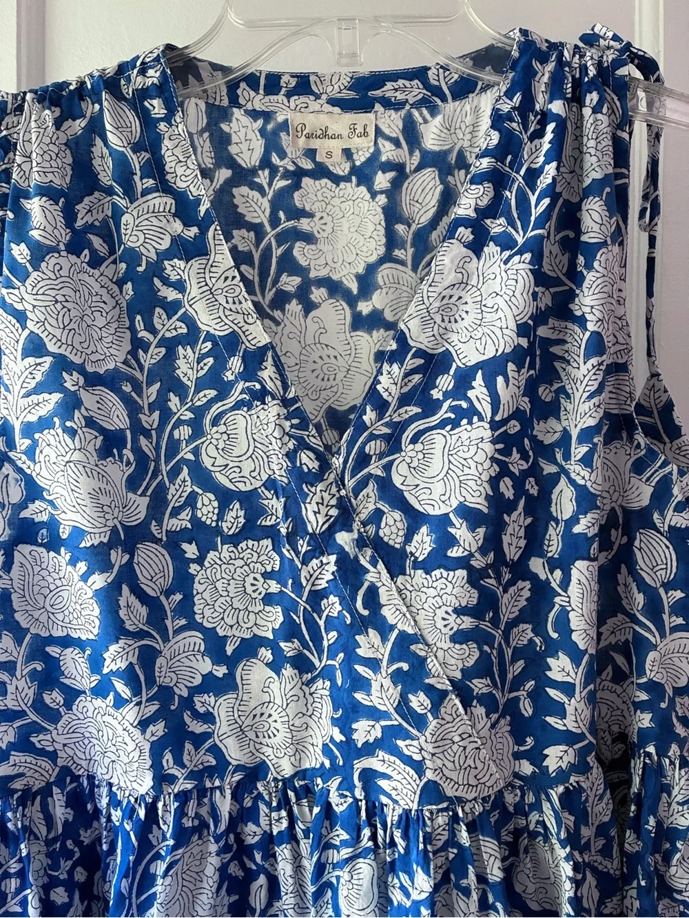 Women’s Hand-block Print Blue Floral Print Summer Dress